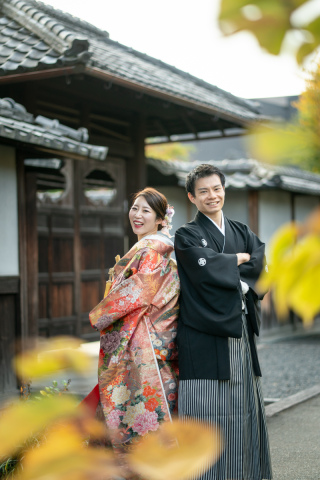 庭園で和装フォト
