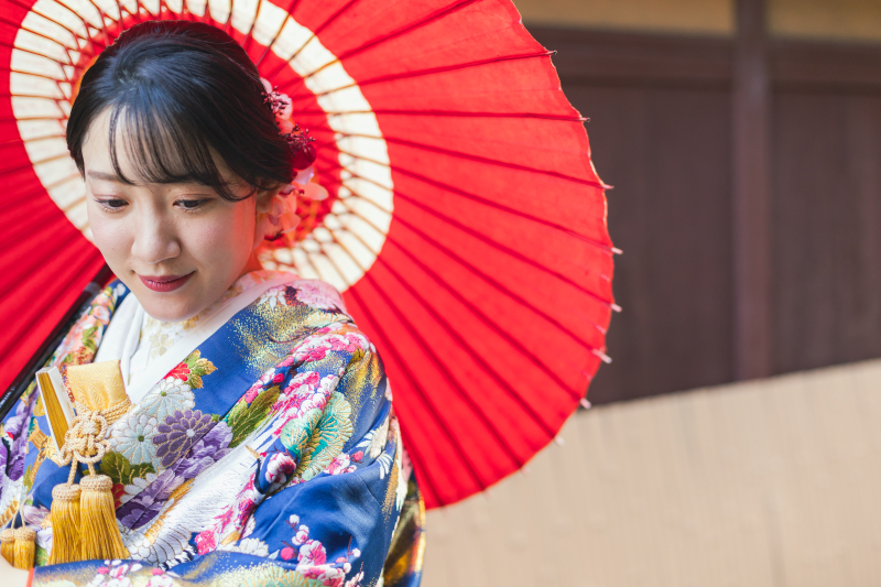 ブルーの色打掛