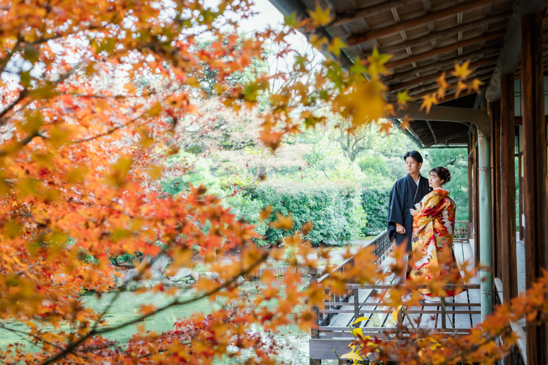 庭園を楽しむロケ撮影