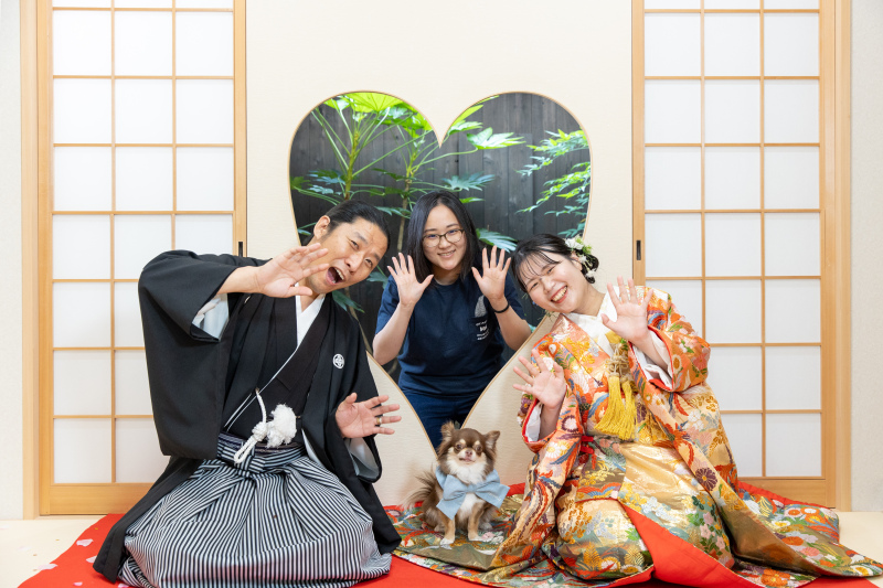 <ペットプラン>抱っこOK!白無垢Or色打掛☆新婦衣装1点1箇所ロケ 110,000円 わんちゃんと一緒に行けるイタリアン紹介可