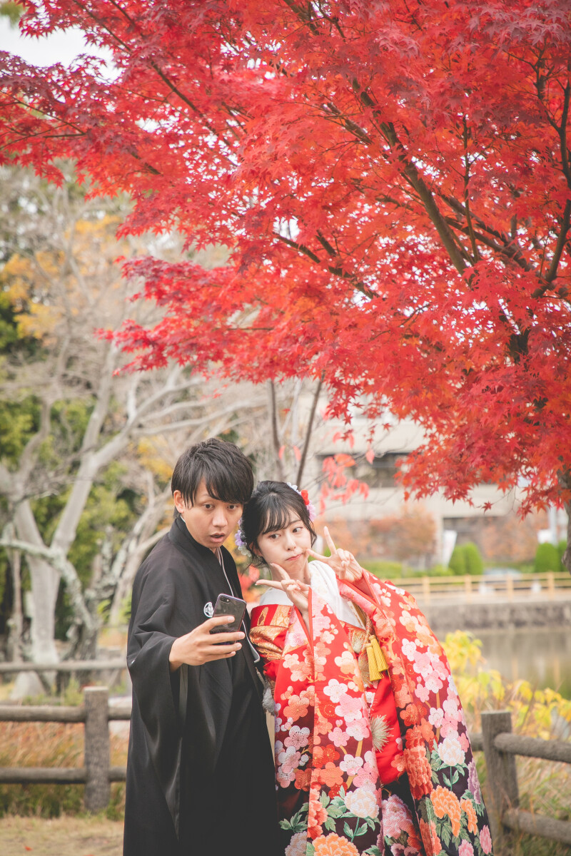 ＜選べるロケ秋＞11月〜12月10日撮影☆白・色両方OKロケプラン-新婦衣装2点2カ所ロケ→158,000円　打掛追加料金なし