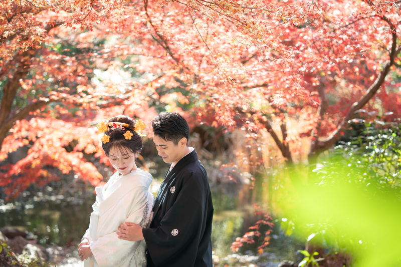 ＜選べるロケ秋＞11月16〜12月10日撮影☆白・色両方OKロケプラン-新婦衣装2点2カ所ロケ&rarr;158,000円打掛追加料金なし