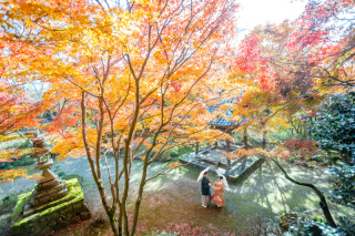 ＜選べるロケ秋シーズン＞★11月-12/10撮影★白・色両方OK-新婦衣装2点2箇所ロケ→155,000円衣装により追加料金なし