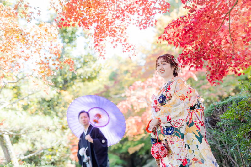＜選べるロケ秋＞11月〜12月10日撮影☆白・色両方OKロケプラン-新婦衣装2点2カ所ロケ→158,000円　打掛追加料金なし