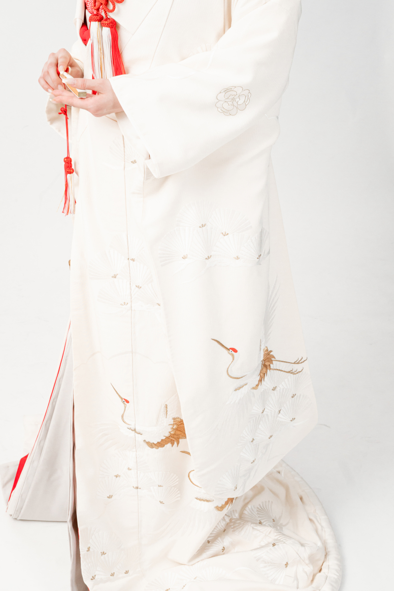 縮緬刺繍若松に鶴