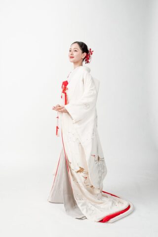 縮緬刺繍若松に鶴