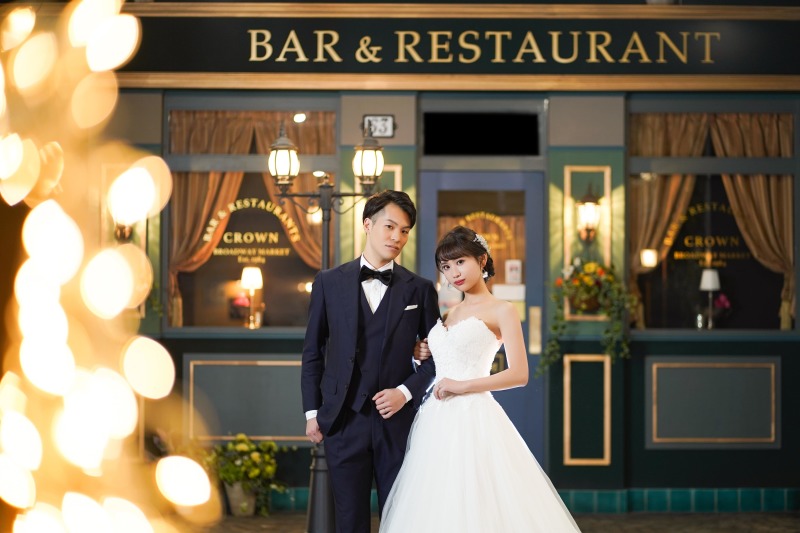 英国風の街並みで