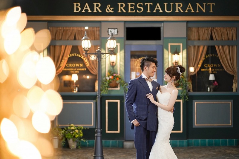 英国風の街並みで