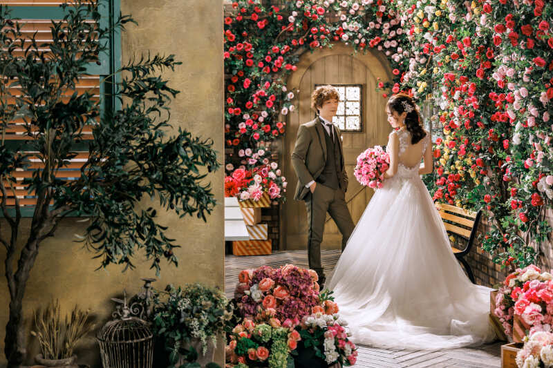 お花に囲まれて