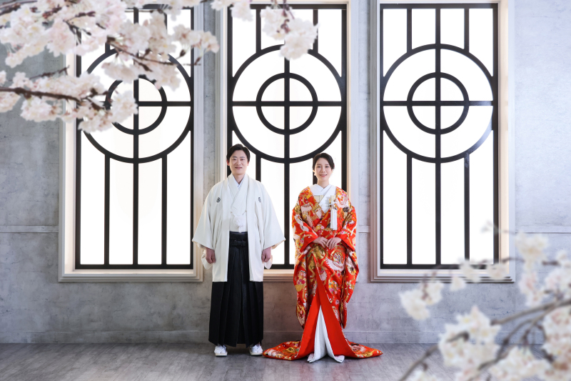 桜を添えた空間で和のご挨拶を