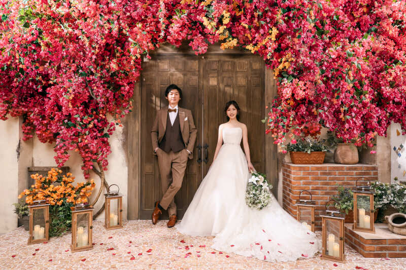 目一杯のお花に祝福されて