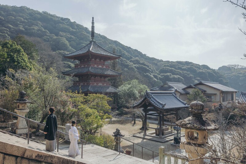 三重塔と一緒に記念フォト！