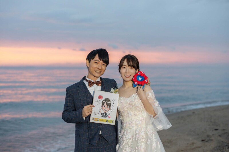 似顔絵&ミャクミャクと一緒に!