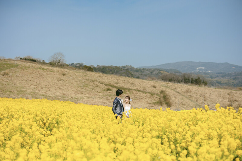 菜の花畑の中で♡