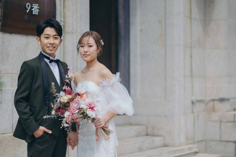 ブーケを持って