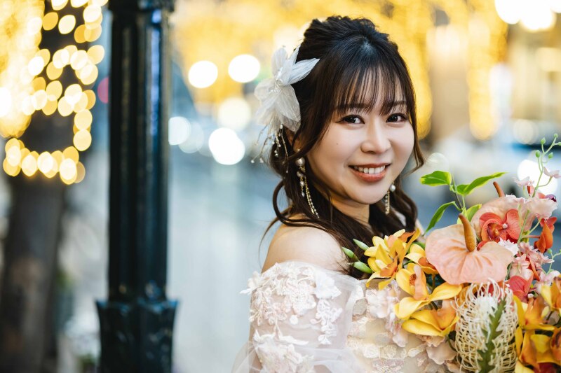 輝く新婦様の笑顔をクローズアップ!