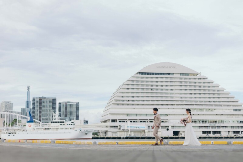 メリケンパークをバックに＊*