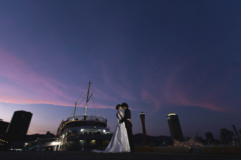 みなと神戸に咲く華「夕夜景」 A3サイズ光沢写真横 写真のみ 港町神戸