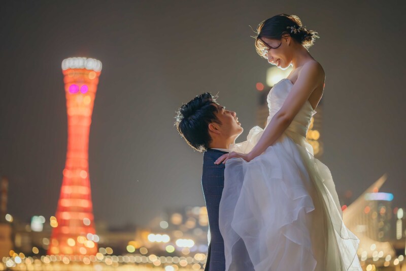 マーブルリゾートウェディング神戸【MARBLE RESORT WEDDING 神戸】_夜景で撮影できる