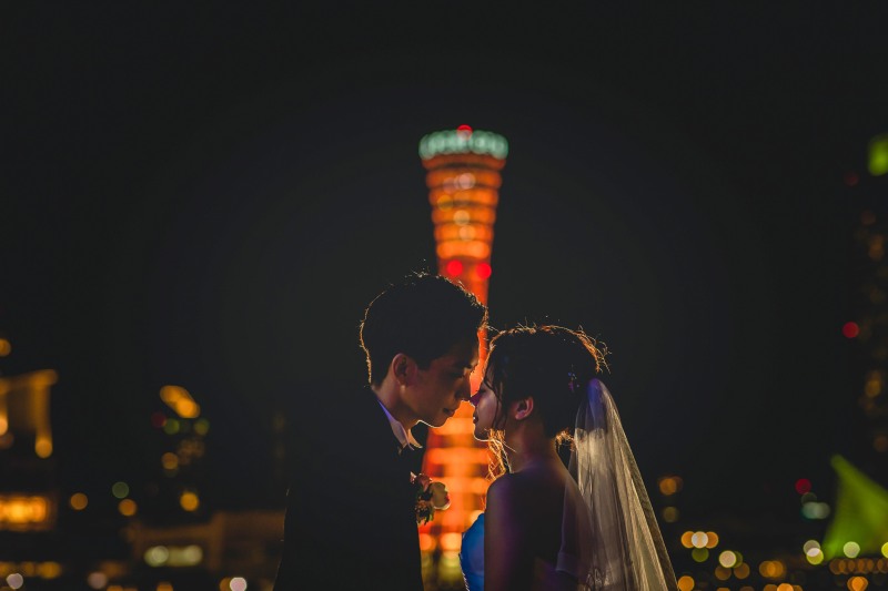 【8月末まで限定☆神戸ナイトフォトウェディング+スタジオ撮影無料】100カット・洋装1着・1ロケーション付き