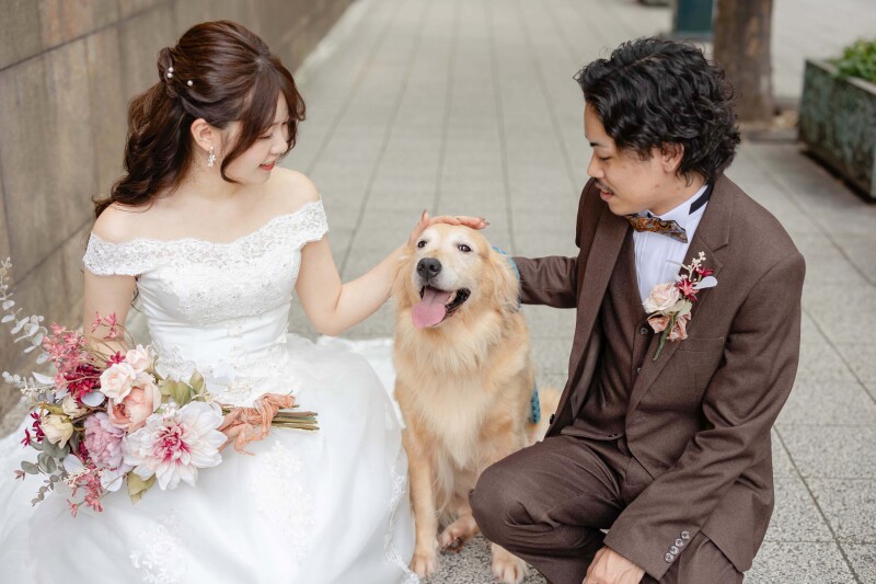 【ペットと一緒にフォトウェディング☆ペットのソロカット撮影可◎】データ120カット・衣装1着・ヘアメイク・1ロケーション