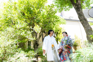 緑の中で和装フォト