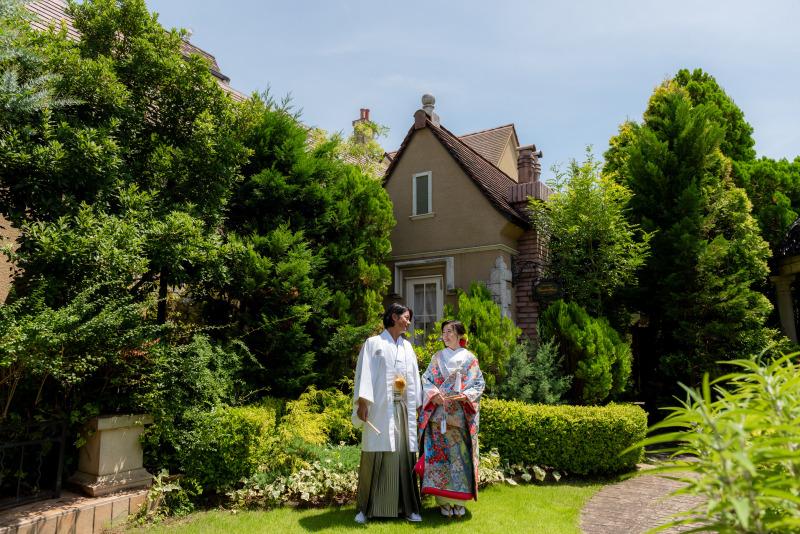 イングリッシュガーデンでも映える和装フォト