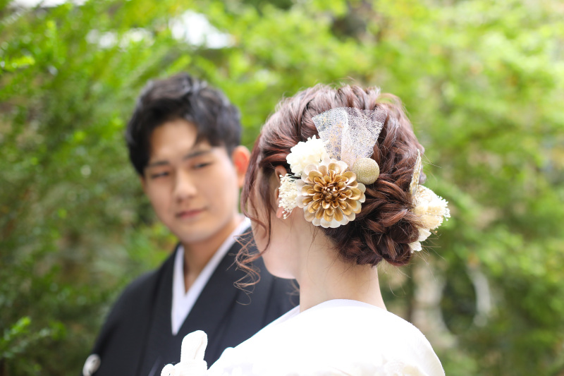 お持込みの髪飾りと組み合わせも可能