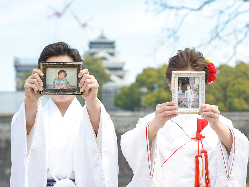 熊本城をバックに！
