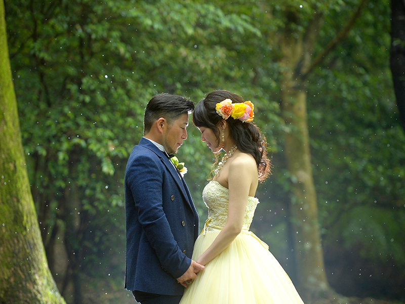 雨の中の撮影でした