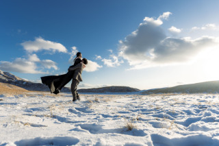 雪景色の草千里