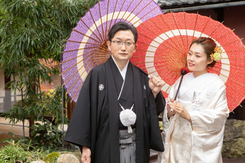 番傘での2ショット