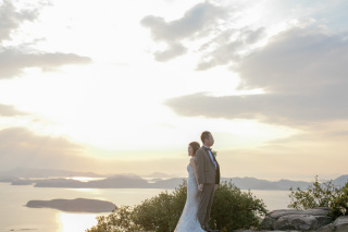 王子が岳で夕日ロケ