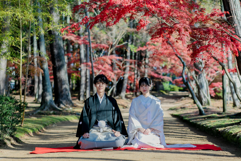 紅葉に包まれる和装前撮り