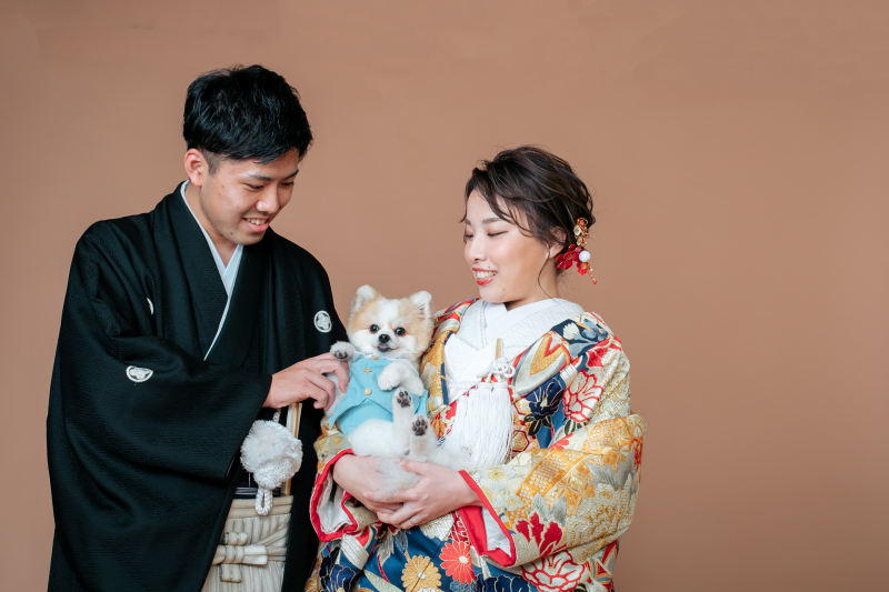 【ペットと一緒にスタジオ和装プラン】和装1点データ付き|衣装・ヘアメイク・着付け・データ約100枚