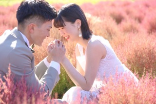 コキアに囲まれた秋らしいロケーションフォト