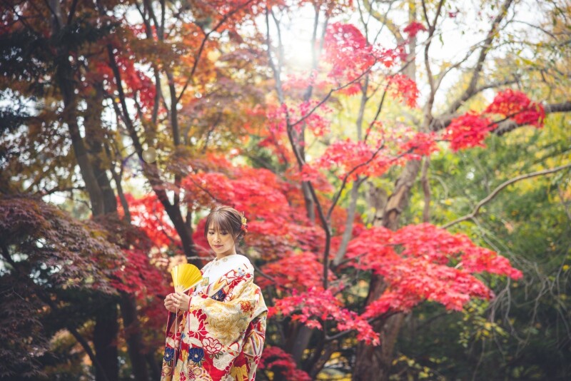 紅葉と一緒に