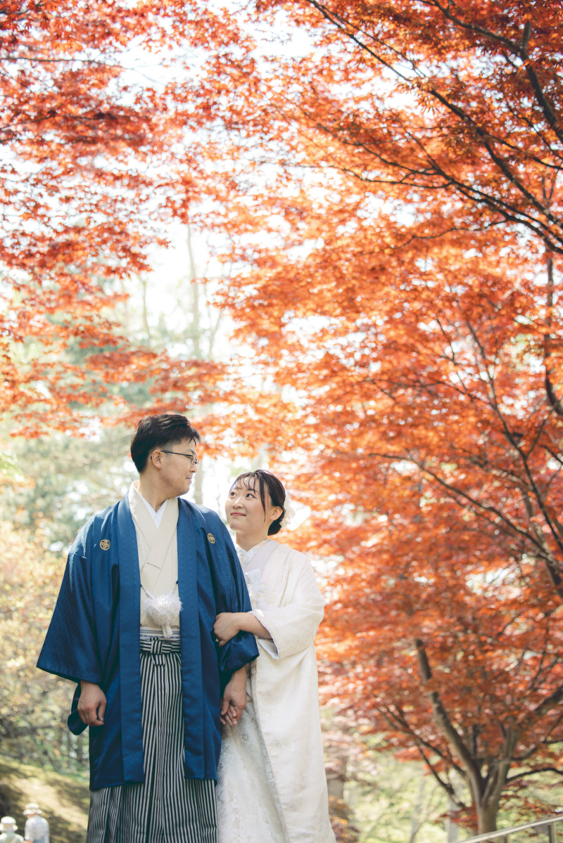 紅葉と一緒に。