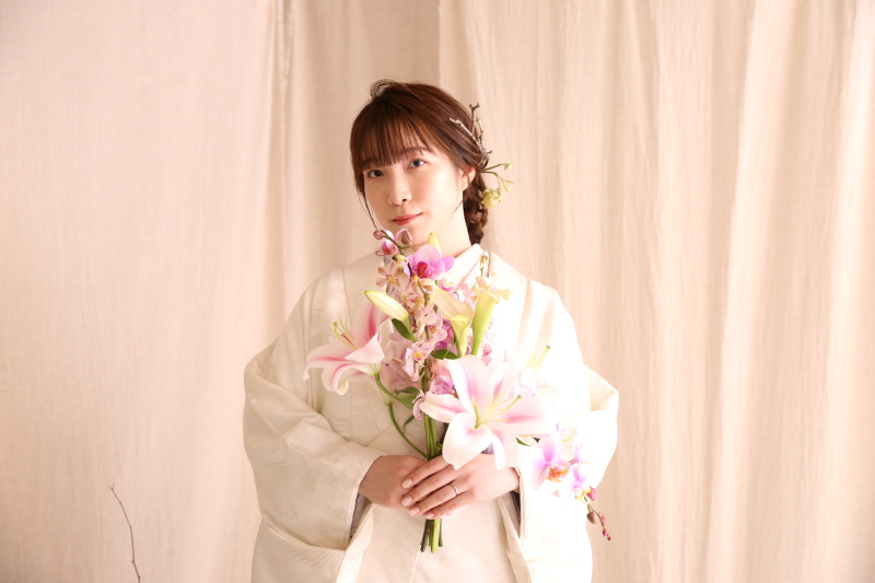 ピンクのお花をお持ち込み