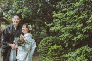 和装にぴったりのスポット天神山緑地で落ち着いてロケーションフォトウェディングを♡