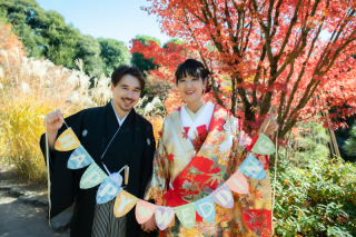 海外在中のおふたり♡紅葉の庭園撮影！