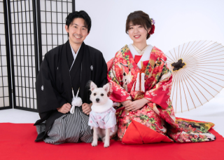 大切な愛犬と天気に左右されないスタジオ撮影♪