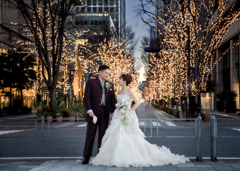 夕暮れのイルミネーション