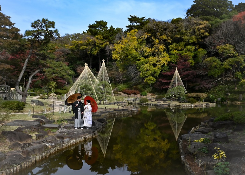 色づく庭園で和装ロケ！