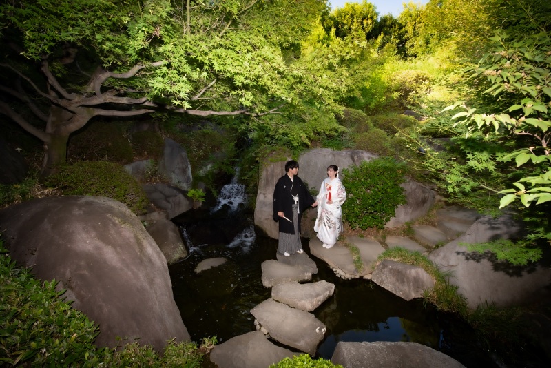 滝でのおふたり♪