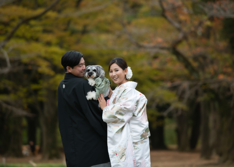 みんなで和装!愛犬と叶えたフォトウエディング♡