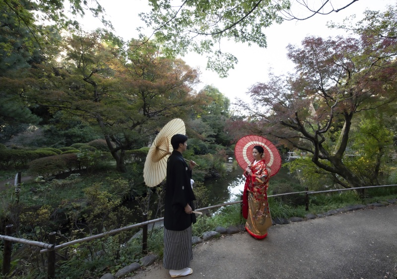 回遊式庭園での撮影スタート♪