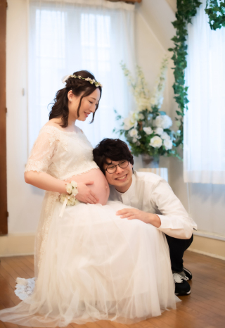 お腹の赤ちゃんと記念撮影