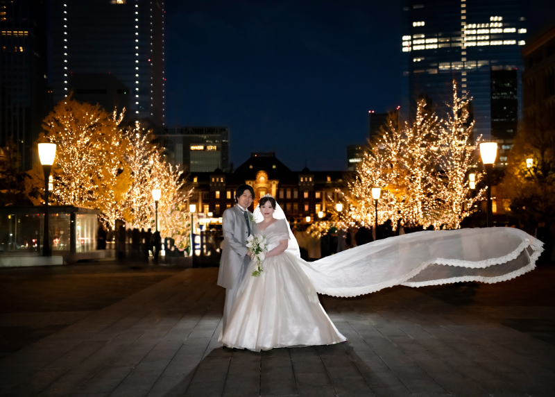 東京駅前の夜景撮影♪