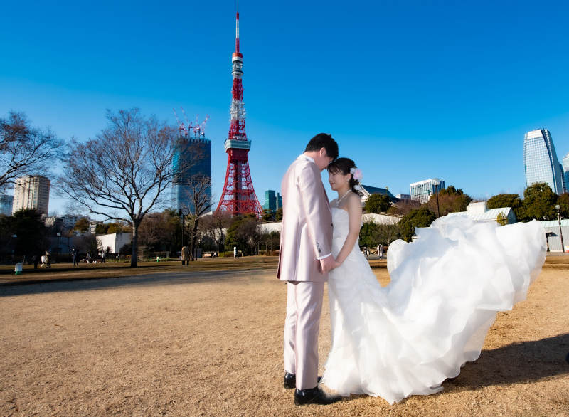 東京タワーをバックに♪